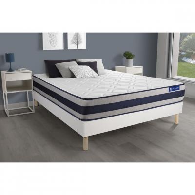 ACTISOM Matelas + sommier 160x200 ressorts ensach&eacute;s et m&eacute;moire de forme  - Actiflex ergo