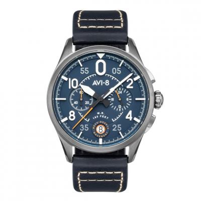 AVI-8 Montre Homme  SPITFIRE AV-4089-04 - Bracelet Cuir Bleu