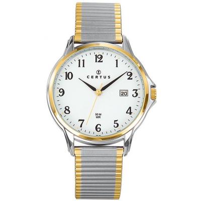 CERTUS Montre  616390 - Dateur Acier Bicolore Dor&eacute; & Argent&eacute; Cadran Blanc Homme