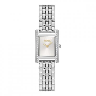 BOSS  Montre argent&eacute;e &agrave; strass et cadran blanc argent&eacute; Couleur argent&eacute;e pcs. Women