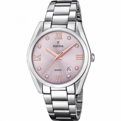 FESTINA Montre  F16790/d Bordeaux, Bracelet Acier Inoxydable, Femme