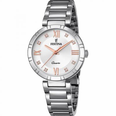 FESTINA Montre  MADEMOISELLE F16936-B - Montre ACIER CADRAN ARGENT ROSES BRACELET ACIER Femme
