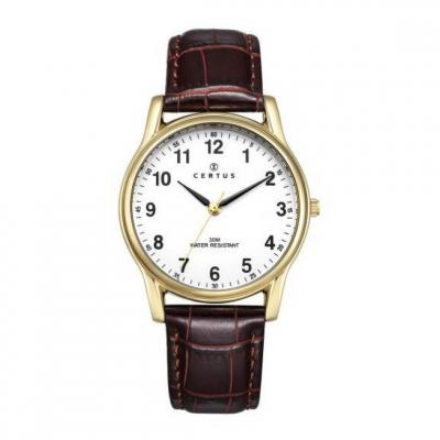 CERTUS Montre  Homme Dor&eacute; Cuir Marron 611231 Classique