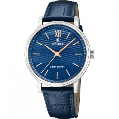 FESTINA Montre Homme  20660-4 - Bracelet Cuir Bleu