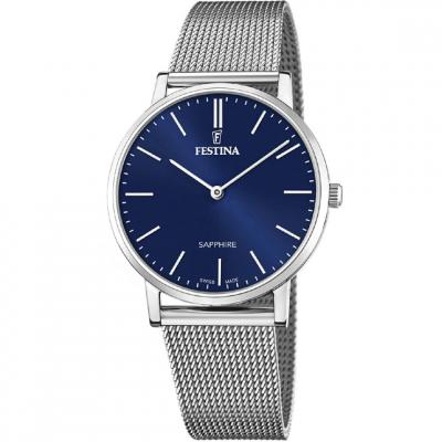 FESTINA Montre  Swiss Made F20014/2 Bleu, Bracelet En Acier, Homme