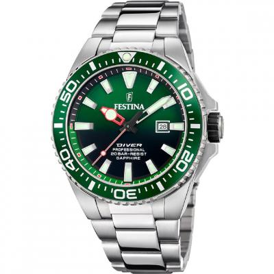 FESTINA Montre  F20663/2 Vert, Bracelet D&acute; Acier Inoxydable, Homme