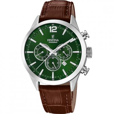 FESTINA Montre Homme  Timeless Chronograph - F20542-8 Bracelet Cuir Marron