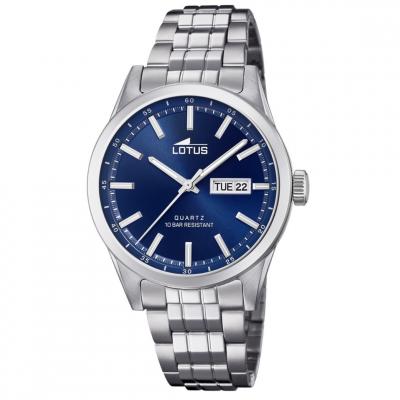 LOTUS Montre  L18670-3 - CLASSIQUE Dateur Acier Argent&eacute; Cadran Bleu Homme
