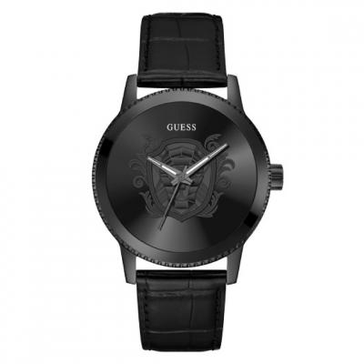 GUESS  Monarch Montre Homme Acier Noir Cuir Noir Gw0566g2