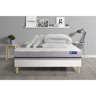 ACTISOM Matelas + sommier 140x200 + couette + 2 oreillers  - Actimemo soft