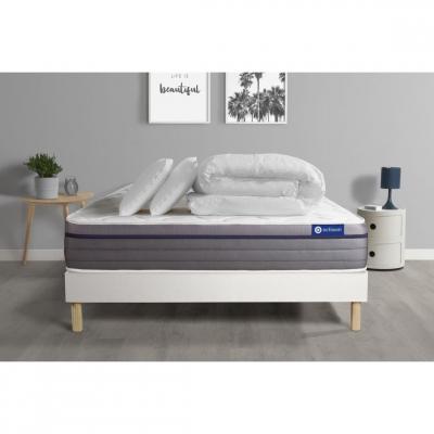 ACTISOM Pack sommier kit matelas M&eacute;moire de forme 200x200 Blanc Complet