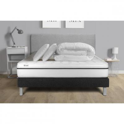 VITALIT Pack sommier kit matelas M&eacute;moire de forme 140x190 Noir Complet