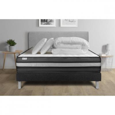 VITALIT Pack pr&ecirc;t a dormir VITALPOWER ZEN 140 x 200 cm sommier Kit noir