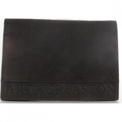ARTHUR & ASTON PORTEFEUILLE 3 VOLETS DEPLIANT - Cuir de Vachette chataigne