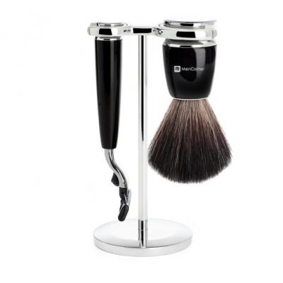 MENCORNER.COM Set De Rasage 3 Pieces Noir Design - Lames Mach 3&reg;