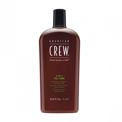 AMERICAN CREW Soin 3-En-1 Arbre &agrave; Th&eacute; : Shampoing, Apr&egrave;s-Shampoing et Gel Douche