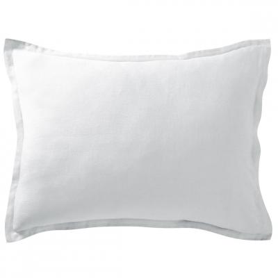BECQUET Taie d'oreiller en lin lav&eacute; uni LAUREAT blanc