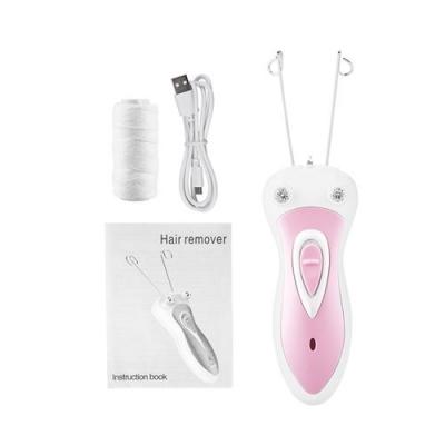  Epilateur Electrique avec Eclairage LED pour Toutes les Parties du Corps, Epilateur &agrave; Fil de Coton Masseur de Visage(rose) 
