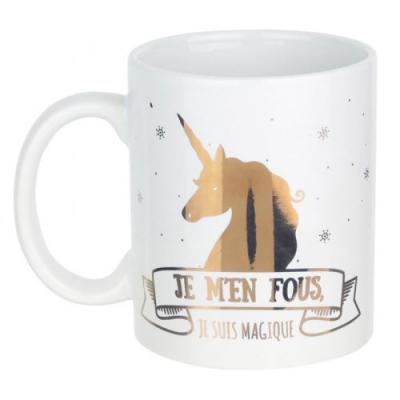 BG Mug - Tasse - Licorne - Je Vis De Licorne Et D'eau Fra&icirc;che - C&eacute;ramique - Blanc