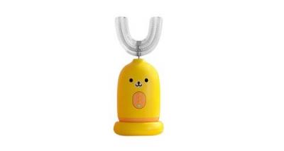 GENERIQUE 1pc en forme de u enfant sonic smart &eacute;tanche b&eacute;b&eacute; brosse &agrave; dents silicone charge - jaune 