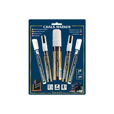 SECURIT Lot De 5 Marqueurs Craie Blanc - 