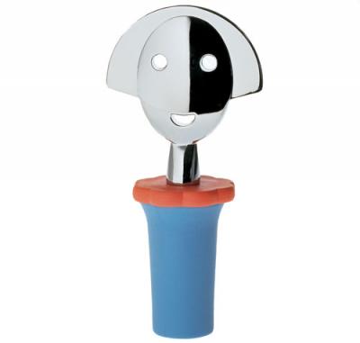 ALESSI A di  anna stop 2 bouchon en r&eacute;sine thermoplastique - bleu clair et zamac chrom&eacute;e