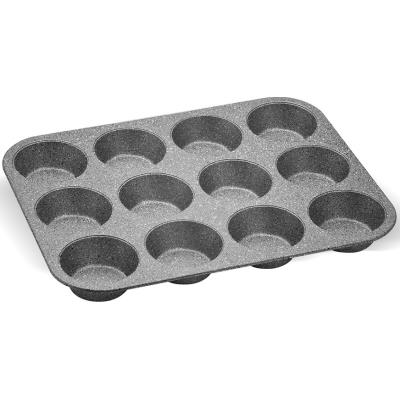 BIALETTI Aeternum bakeware PETRAVERA Moule pour Muffins 12 pi&egrave;ces Gris