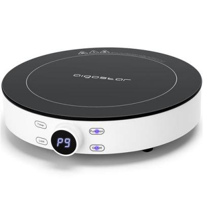 AIGOSTAR Cookmate - Plaque &agrave; induction portable ronde. 2000W, 9 puissances et temp&eacute;rature ajustables, minuterie.
