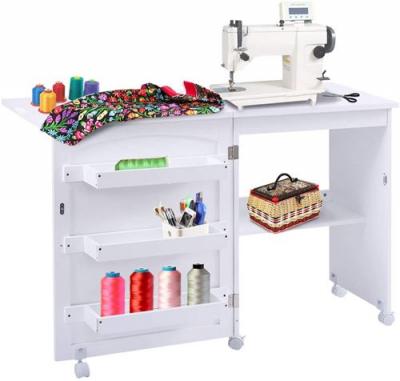 GIANTEX armoire blanc 117 x 40 x 77cm, table pliante pour machine &agrave; coudre 