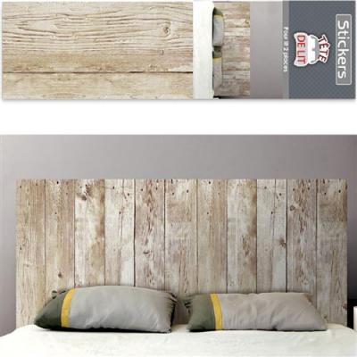MYCRAZYSTUFF Autocollant mural t&ecirc;te de lit planches de bois