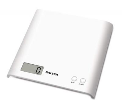 SALTER Balances de cuisine num&eacute;riques Arc - Pesage &eacute;lectronique, pour cuisini&egrave;re design mince pour la maison, Ecran LCD, Ajouter et peser, Stockage compact, 