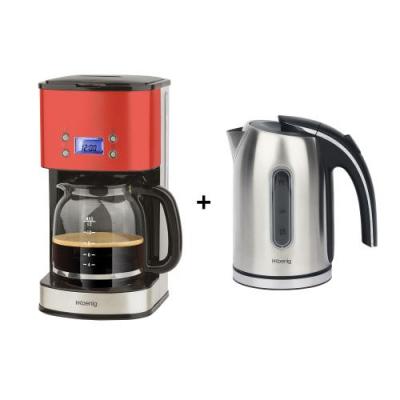 HKOENIG BO17 + MG30 rouge Bouilloire 1.7 et cafeti&egrave;re programmables 