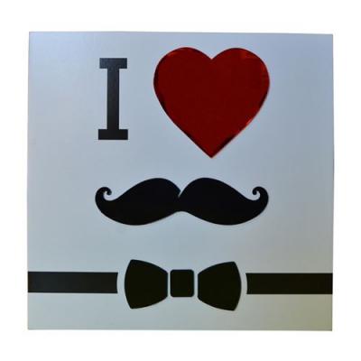 ATMOSPHERA  - Cadre imprim&eacute; Mystery - 24 x 24 cm. - I love moustache