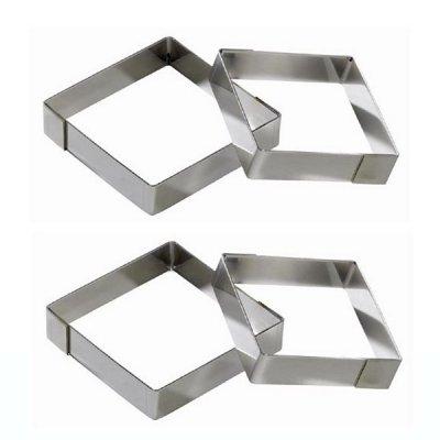 PATISSE Carr&eacute;s &agrave; Tartelette inox 8 x 8 x 2cm (lot de 4 )*