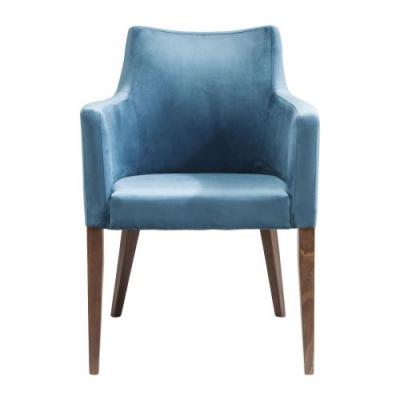 Chaise avec accoudoirs Mode velours bleu p&eacute;trole Kare Design