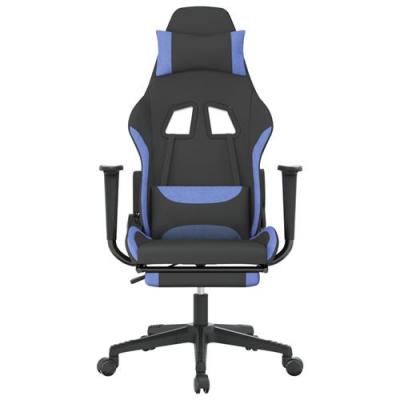 VIDAXL Chaise gaming avec repose-pied Noir et bleu TissuChaise Gamer Si&egrave;ge Gaming Fauteuil Gamer 