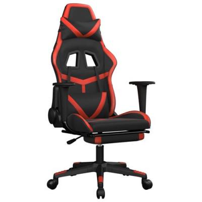 Vidaxl chaise de jeu de massage avec repose-pied noir&rouge similicuir