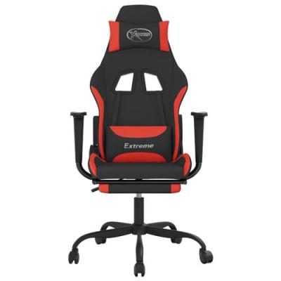 VIDAXL  Fauteuil De Jeu Pivotant Avec Repose-Pied Noir Et Rouge Tissu