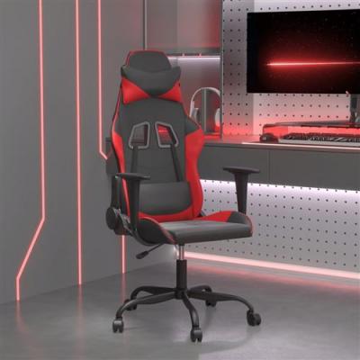 VIDAXL Chaise gaming massante Noir et rouge Similicuir