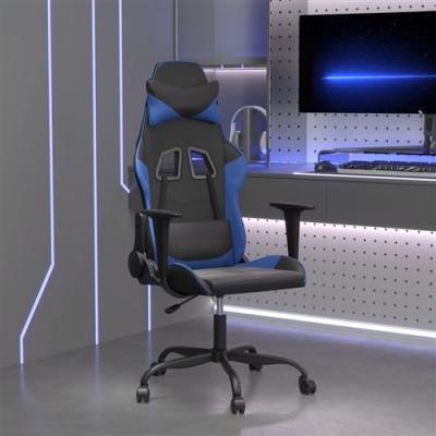 Vidaxl chaise de jeu de massage noir et bleu similicuir 