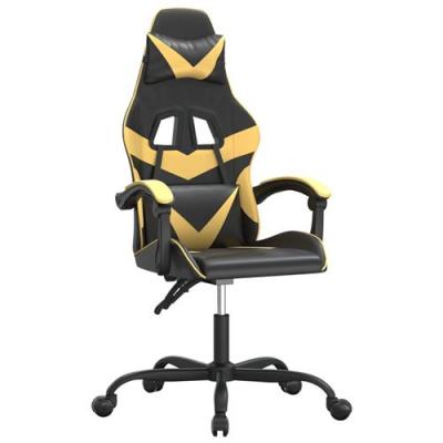 VIDAXL  chaise de jeu noir et dor&eacute; similicuir