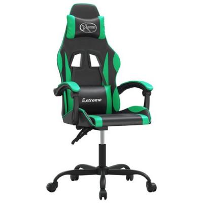 VIDAXL Mercatoxl - Chaise de jeu pivotante Noir et vert Similicuir