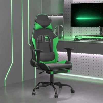 VIDAXL  chaise de jeu de massage et repose-pied noir et vert similicuir