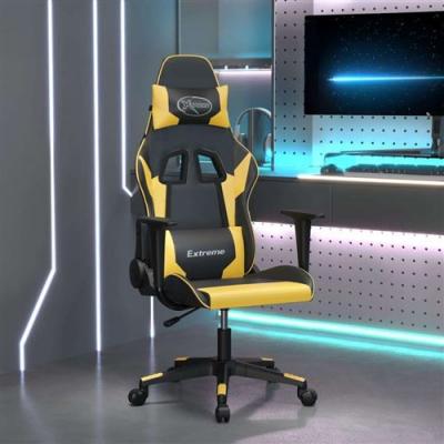 VIDAXL Chaise gaming Noir et dor&eacute; SimilicuirChaise Gamer Si&egrave;ge Gaming Fauteuil Gamer
