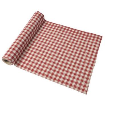 CHAKS CHEMIN DE TABLE VICHY LIN R&Eacute;TRO 28 CM X 5 M  Rouge