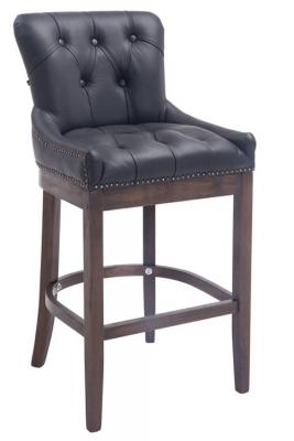 CLP Tabouret de bar Lakewood antique-fonc&eacute; cuir v&eacute;ritable , Noir