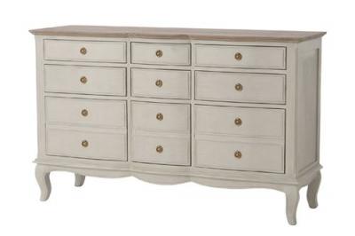 Commode 9 tiroirs beige Maddy - - Blanc - Bois