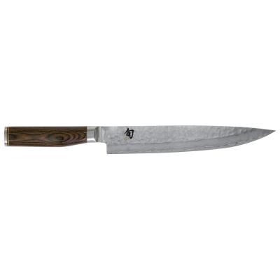Couteau trancheur SHUN PREMIER acier damass&eacute; marron L 24 cm