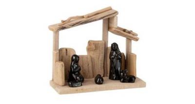 PARIS PRIX Cr&egrave;che de no&euml;l ""toitures en pente"" 23cm marron 