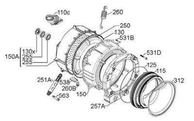 ARTHUR MARTIN Cuve kit service soude complete pour lave linge  - 405519065 